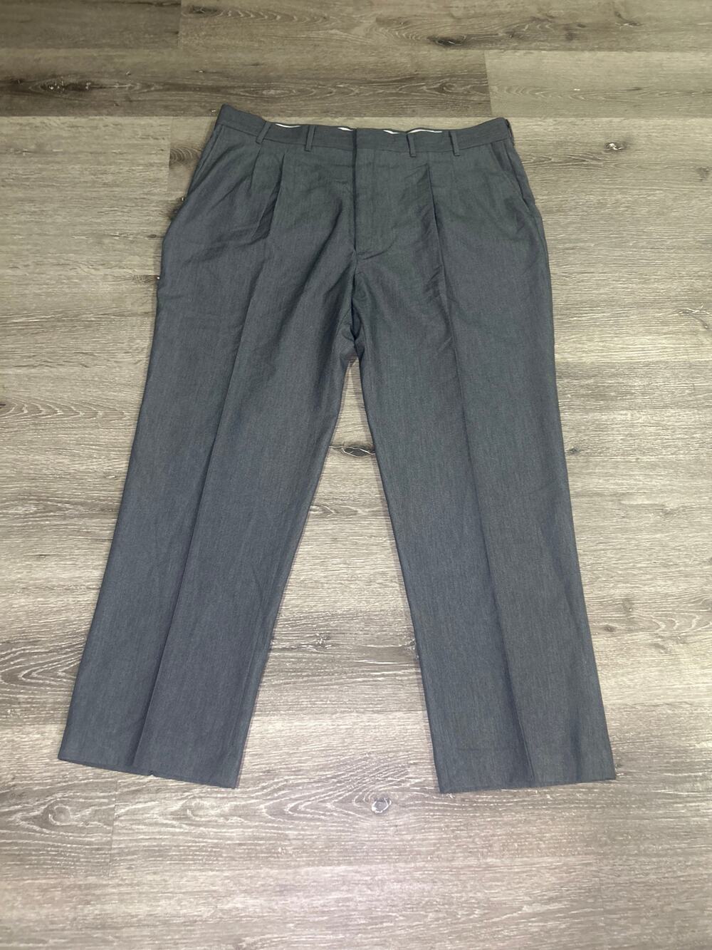 NWT Edwards Garment Men’s Pleated Dress Pants 44x32 Gray Poly Wool Made in USA